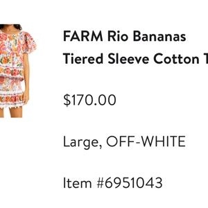 Farm Rio, bananas, tears sleeve top